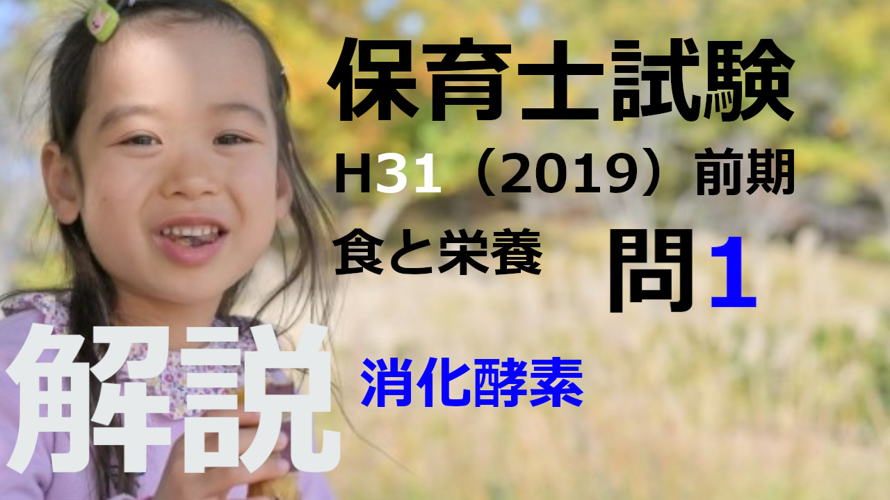 【過去問解説】平成31年（前期） 保育士試験〈子どもの食と栄養〉問1〈2019〉消化酵素